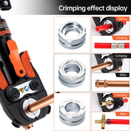 IBOSAD Hydraulic Copper Pipe Tube Fittings Crimping Tools with1/2,3/4,1" Dies for Copper Pipe and F877 Stainless PEX Press Sleeves,3/8",1/2",5/8",3/4",1" Dies for ASTM F1807 Pex Pipe Copper Ring
