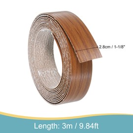sourcing map Edge Banding, 1 1/8 Inch x 9.84ft Pre-Glued Wood Veneer Edging Iron-on Flexible Edge Banding for Cabinet Repair Furniture Restoration, Birch