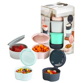 HEFA Small Containers with Lids, Snack Containers, Salad Dressing Containers, Reusable Small Plastic Food Storage Containers, 4-Pcs (4oz) (Aurora Mix)
