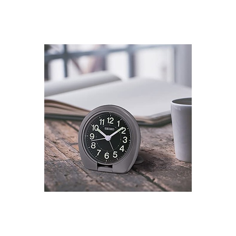 Seiko Sakai Travel Bedroom Alarm Clock, Metallic Dark Silver