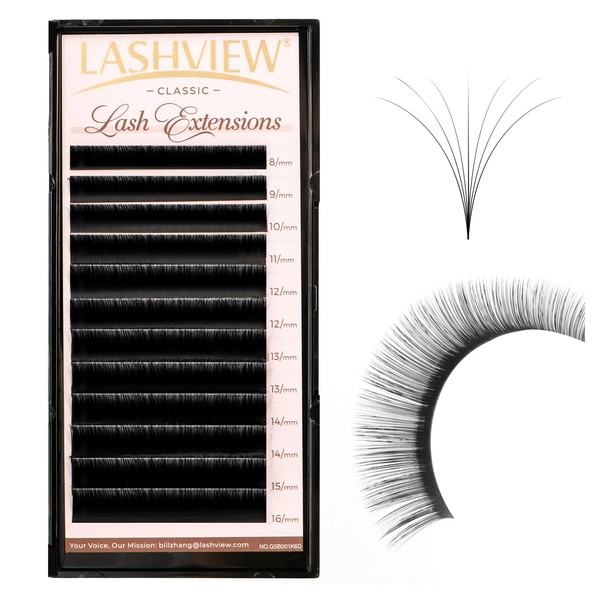 LASHVIEW Classic Lash Extensions, 0.07 D Curl 10mm Mixed Eyelash