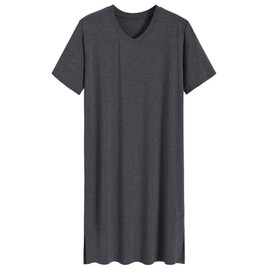 Latuza Men's Viscose Nightshirt Short Sleeves Sleep Shirt 3XL Darkgray
