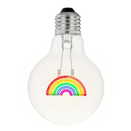 Festive Living LED Rainbow Colors Decorative Filament Light Bulb, G80 Globe, Medium E26 Base, 1W, Clear Glass, Indoor/Outdoor Tropical String Light Replacement - 1 Pack