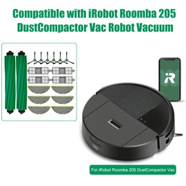 18Pcs Replacement Part for iRobot Roomba 205 DustCompactor Vac Robot Vacuum, 2 Roller Brush 4 Hepa Filter 6 Mop Pad 6 Side Brushes