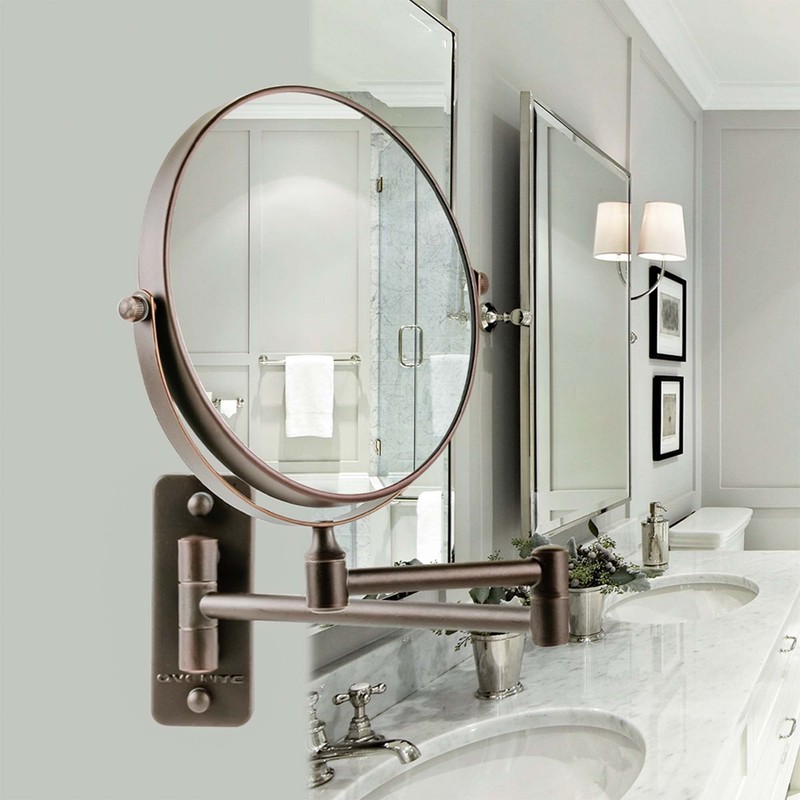 OVENTE 7" Wall Mounted Makeup Mirror with 1X/7X Magnification, Double