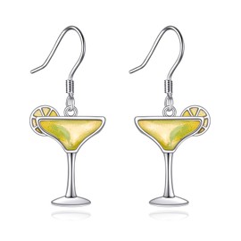 DAYLINLOVE Margarita Earrings 925 Sterling Silver Margarita Earrings Margarita Cocktail Jewellery Gift for Women Girls, Sterling Silver, No Gemstone