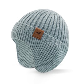 WATAME Infant Toddler Winter Hat with Earflap Thick Warm Baby Beanie Soft Knit Kids Beanies Boys Girls Hats Outdoor (CA/US, Alpha, Medium, Gray)