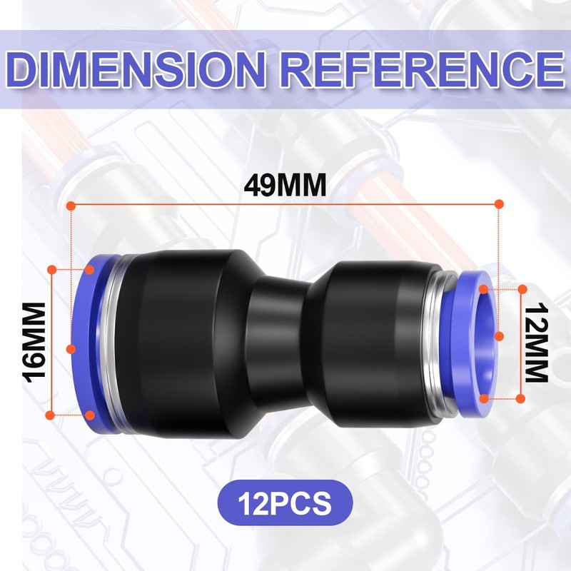 Bwintech PG12-16 Pneumatic Straight Reducer Push to Connect Adapter Quick