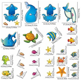 ANTFEES Non Slip Bathtub Stickers, 30 PCS Kids Sea Animal Anti Slip Decal Threads, Safety Shower Strips Strong Adhesive Decals for Shower and Bath Tub Tattoos with Premium Scraper