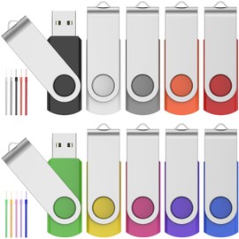 USB Stick 128 MB Pack of 10 Memory Sticks Small Capacity 128 MB USB 2.0 Memory Sticks Multicoloured Flash Drive Pendrive with Colourful Pack of 10 Wrist Ropes Flash Drive Promotional Gifts by