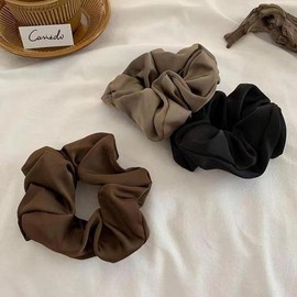 Premium pleated hair scrunchie satin hair tie / 고급 주름 헤어슈슈 새틴 곱창 헤어 머리 끈