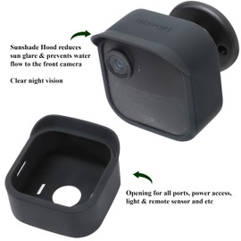 Meffort Inc Protective Silicone Skin Case Compatible with Blink Outdoor 4 (4th Gen) - Camouflage Cover with Sun Glare, UV & Weather Protection (Black, 3 Pack)