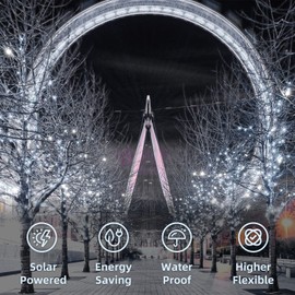 LIGHTOP LIGHTOP Solar String Lights Outdoor 2 Pack 33FT 100LED Copper Wire Fairy Light Waterproof Decoration for Wedding Party Terrace Yard Tree Garden Patio Christmas (Cool White)