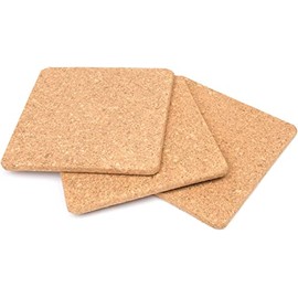 Fox Run Square Cork Trivets for Dishes, Pots, Pans and Plants, 7" x 0.5" Thick, Set of 3 Hot Pads
