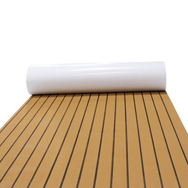 AceRide Boat Flooring，EVA Foam Boat Decking 94.5''，Non-Slip and Self-Adhesive Flooring Sea Deck ，Marine Carpet Mat，for Yacht Motorboat Swimming (Light Brown with Black Line, 94.5''x23.6'')