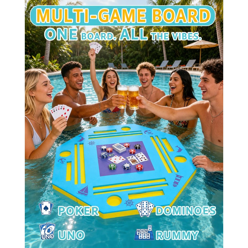 Eolzzi 36" Foldable Floating Mahjong Table for Pool, Poker &