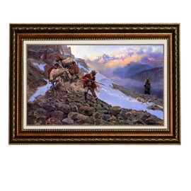 ELITEART-Whose Meat by Charles Marion Russell Oil Painting Reproduction Giclee Wall Art Canvas Prints Framed