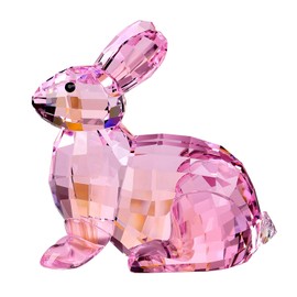 Figura de conejo de cristal coleccionable para regalo de cumpleaños, decoración del hogar, color rosa