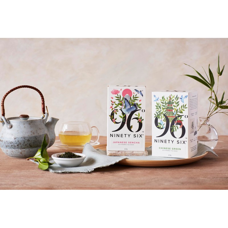 96° Chinese Green Tea - 20 Pyramid Tea Bags, Individually