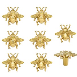 BAOTXHBR 8 pcs Bee Shape Cabinet Knob,Golden Cupboard Handles for Dresser Drawer Wardrobe Bathroom Furniture Door Decorative Pulls,with Screw