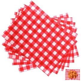 100 Pcs Deli Paper Sandwich Checkered Paper Oktoberfest Food Wrapping Grease Resistant Liner Papers Wax Paper Sheets Carnival Oktoberfest Decorations Barbecues Picnics 12 x 10 Inch (Red and White)