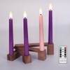FPOO Flameless Advent Candles with Wooden Candle Holder, Advent Candles