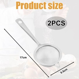 2 Pcs Stainless Steel Tea Strainer Set – Extra Fine Mesh for Loose Tea, Coffee, Herbs, and Spices – Durable, Easy to Clean, Ideal for Smooth Brews