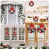 Moucuny 12 Pcs Cabinet Wreaths for Kitchen Mini Christmas Wreaths