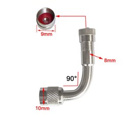 QitinDasen 4Pcs Professional Tyre Valve Extension Adapter Set, 90 Degree Tire Stem Extension, Nickel-Plated Copper Air Tire Extension Schrader Valve Adapter, for Car Truck Motorcycle Bike (Silver)