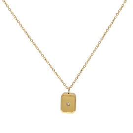 ZIYMU 2style zm-p-057 Necklace, Pendant, Cubic Zirconia, Stainless Steel, Women's, Gold, Stainless Steel