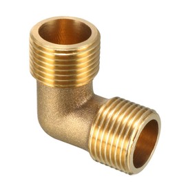 sourcing map Brass Elbow Pipe Fitting 90 Degree 3/8 PT Male x 3/8 PT Male Connector