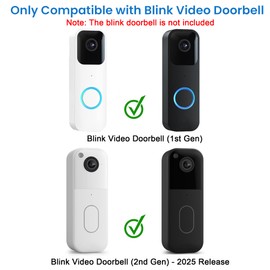Anti-Theft Doorbell Mount No Drill Compatible with Blink Video Doorbell 2nd Gen,No Cover Non-Blocking Motion Sensor Design,Door Bell Kits Bracket Holder for Apartment Renters, Black