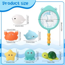 GSrenyu 7 PCS Baby Bath Toys for 1 2 3 4 Year Olds, No Hole Mould Free Baby Bath Toys, Kids Bath Toys Toddler Swimming Pool Toys, Sea Animals No Mould Bath Toys for Boys Girls