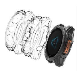 GIOPUEY Case Compatible with Garmin Fenix 8 47 mm AMOLED, [Pack of 2] Soft TPU, Shock Resistant Cover - Transparent + Transparent