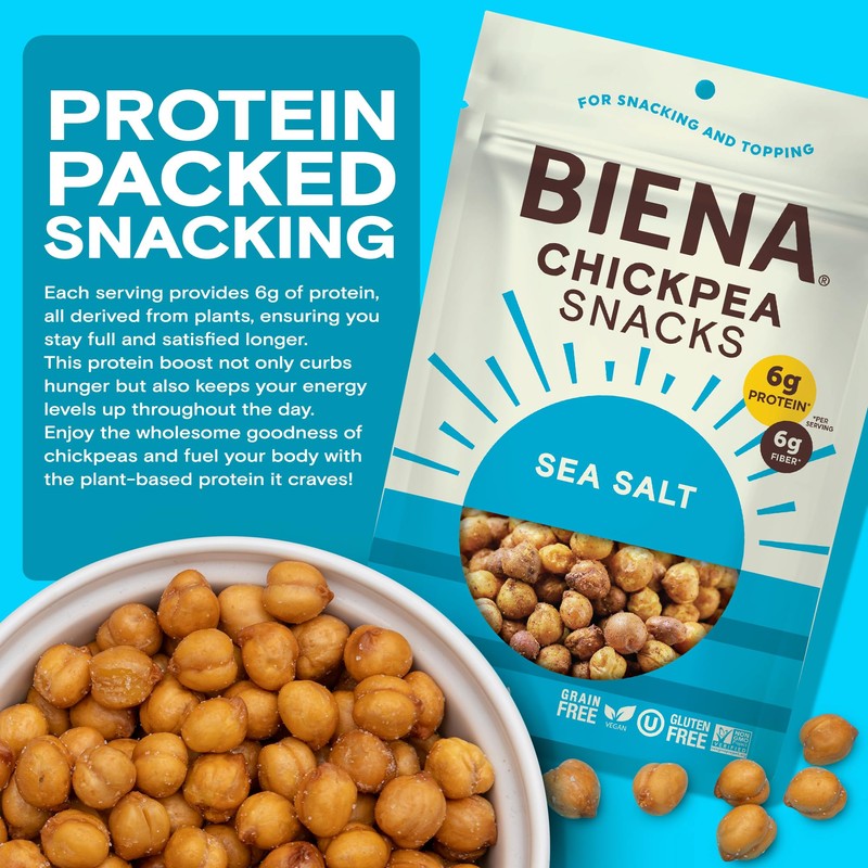 BIENA Chickpea Snacks - Crunchy Roasted Chickpeas - High Fiber