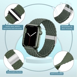 TINICR Ersatzarmband Kompatibel mit iWatch Armband 41mm 40mm 38mm, Elastisches Verstellbares Geflochtenes Nylon Solo Loop Sport Armbänder für iWatch Series Ultra/SE/8/7/6/5/4/3/2/1 Herren Damen