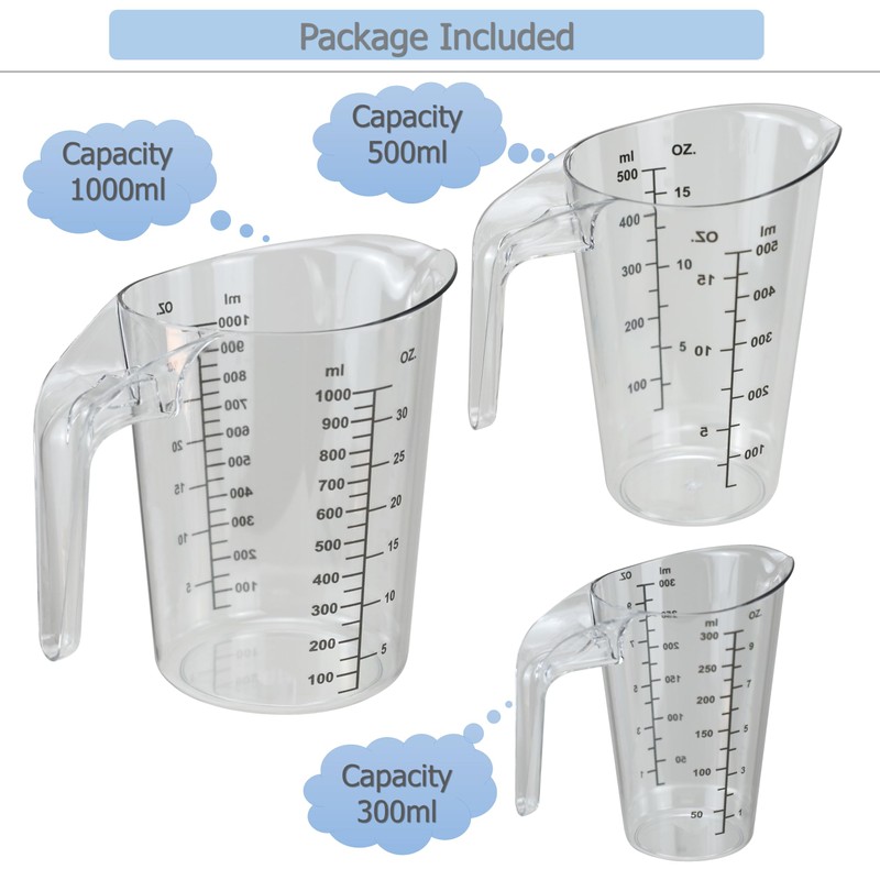 EIKS Plastic Measuring Cups for Baking, Cooking, DIY & Commercial