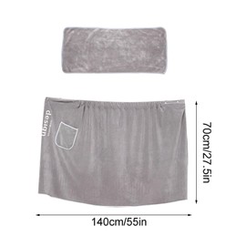 ZHYUAN Sauna kilt men's terry towelling, sauna towel for men, men's sauna terry cloth kilt with buttons for men, sauna kilt with patch pocket, sauna kilt men with press stud, gray