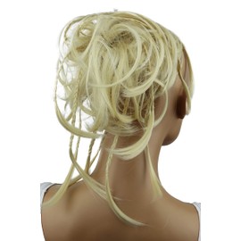 CAISHA by PRETTYSHOP XXL Large Scrunchy Braided Updo Slightly Wavy Messy Bun Hairpiece Platinum Blonde G3D