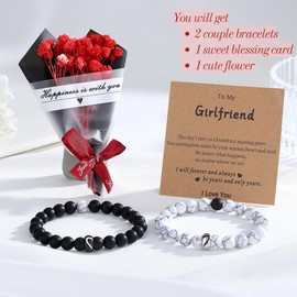 Sahoottie 2Pcs Couples Bracelets Matching Bracelets for Couples Gf Gifts His and Hers Gifts Matching Couple Gifts Presents for Girlfriend Girlfriend Gifts Love Bracelet Couple Jewellery
