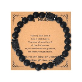 Godfather Bead Bracelet for Men Godparent Father's Day Christmas Gifts for Godfather Thank You Gifts from Godchild Godfather Birthday Gift for Men Godfather Natural Stone Bracelet for Men