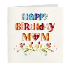 NIQUEA.D Happy Birthday Card, MOM with flowers Quilled (NB-0064),(6" x 6") Square
