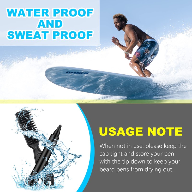 Beard Pencil Filler For Men with Bristle Beard Brush, Water