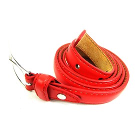 Ladies Skinny Leather Belt (34" to 37" LARGE, RED)