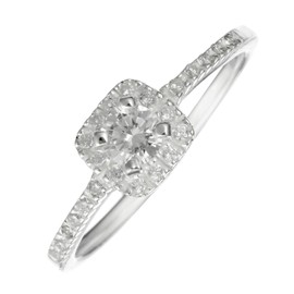 Silverly Women's 925 Sterling Silver Cubic Zirconia Round Brilliant Cut Square Solitaire Ring