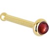 Solid 14k Yellow Gold 2mm Red Garnet Nose Stud Bone