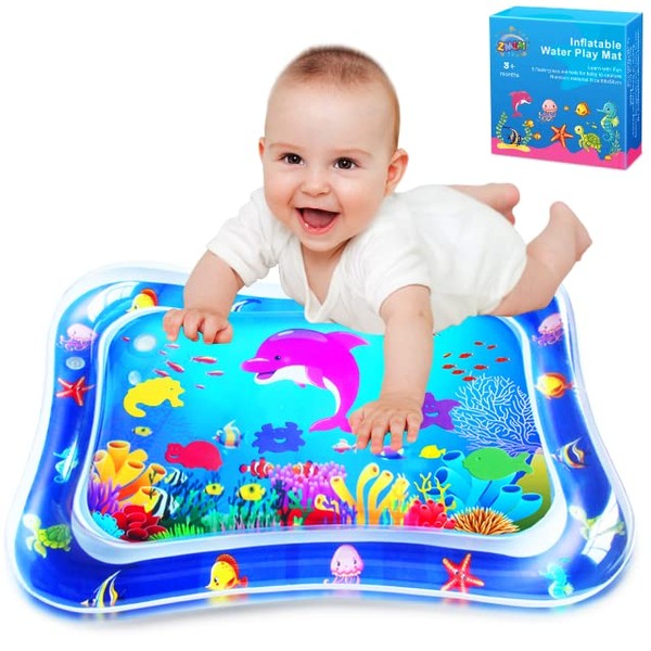 Baby Tummy-Time Water Mat - Infant Water Play Mat Water Playmat Sensory Pad Baby Stuff for 3 6 9 12 Months Newborn Toddler Boys Girls Best Gift Fun Indoor Activity Item Game