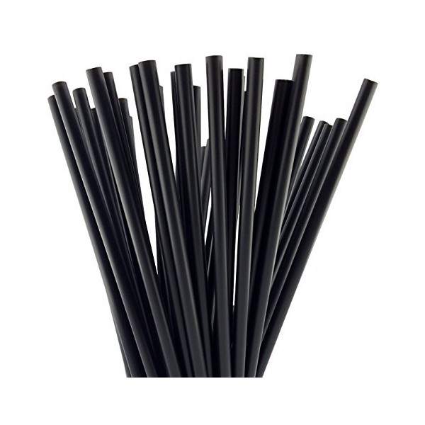Skemix 10 Inch Drinking Straws (250) (10 Inch x 0.28 Inch) (Black)