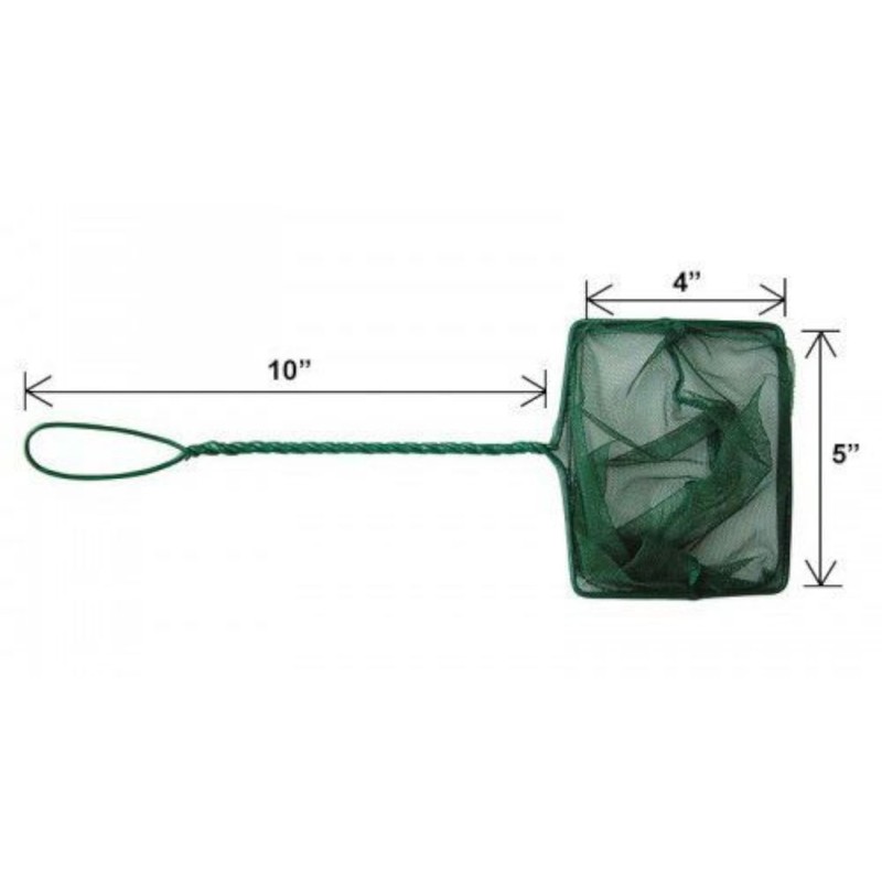 CNZ 5" Green Aquarium Fish Net with Long Handle, 4-Pack