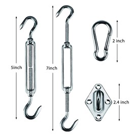 Amagenix Shade Sail Hardware Kit for Rectangle & Square Sun Shade Sail Installation，5 Inch 304 Grade Stainless Steel Hardware for Patio Garden Outdoors，40Pcs